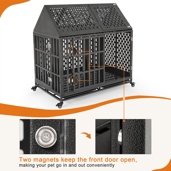 Tucker Murphy Pet™ 46 Inch Heavy Duty Dog Crate For High Anxiety Dogs